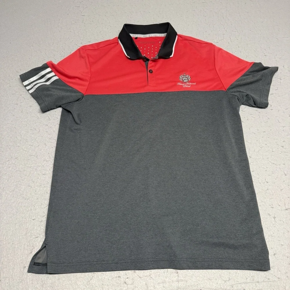 Adidas Polo Mens M Red Gray Short Sleeve Golf Shirt Trump National Doral - Picture 1 of 8